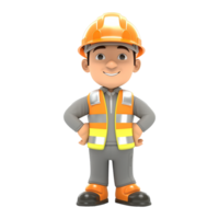 AI generated 3d render cartoon format engineer with helmet isolated on transparent background png