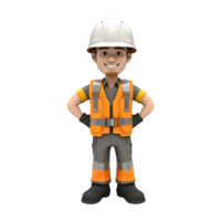 AI generated 3d render cartoon format engineer with helmet isolated on transparent background png