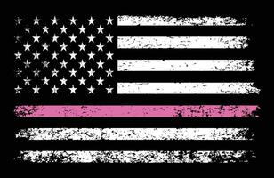 Thin Pink Line Flag. Breast Cancer Awareness Support Vector