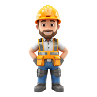 AI generated 3d render cartoon format engineer with helmet isolated on transparent background png