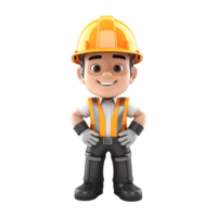 AI generated 3d render cartoon format engineer with helmet isolated on transparent background png