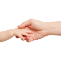 ai gegenereerd hand- Holding baby hand- geïsoleerd Aan transparant achtergrond png