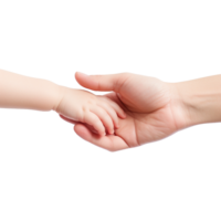 AI generated Hand holding baby hand isolated on transparent background png