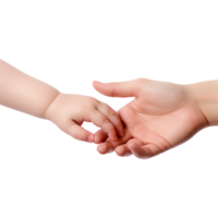 AI generated Hand holding baby hand isolated on transparent background png