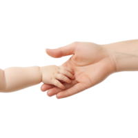 AI generated Hand holding baby hand isolated on transparent background png