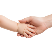AI generated Hand holding baby hand isolated on transparent background png