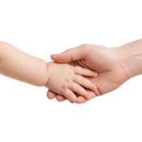 ai gegenereerd hand- Holding baby hand- geïsoleerd Aan transparant achtergrond png