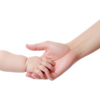 AI generated Hand holding baby hand isolated on transparent background png