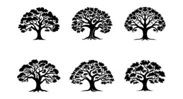 Whimsical Oak Silhouettes Ensemble vector