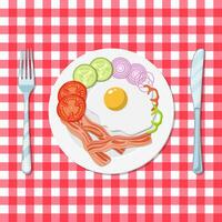 omelet with bacon and vegetables. vector