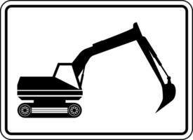 Warning excavator sign vector