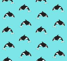 Vector seamless pattern of hand drawn killer whale