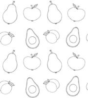 Vector seamless pattern of hand drawn fruit