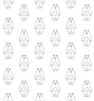 Vector seamless pattern of doodle brown bear
