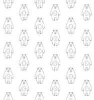 Vector seamless pattern of doodle brown bear