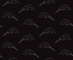 Vector seamless pattern of blue sketch narwhal