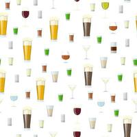 Seamless pattern Background with Alcoholic drinks glasses. Vector illustration in flat style