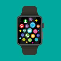 Smart watch with icons, vector