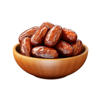 AI generated Dates in wooden bowl isolated on transparent background png