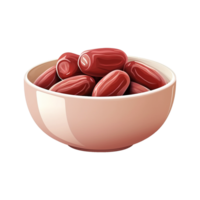 AI generated Dates in wooden bowl isolated on transparent background png