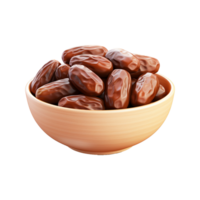 AI generated Dates in wooden bowl isolated on transparent background png