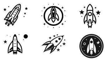 Skyward Rocket Icons Set vector