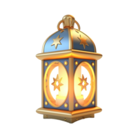 AI generated 3d render islamic lantern isolated on transparent background png