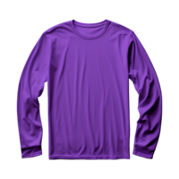 ai generado hombre largo manga Violeta camiseta aislado en transparente antecedentes png