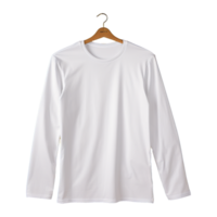 ai généré homme longue manche blanc T-shirt isolé sur transparent Contexte png