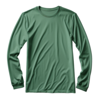 ai generato uomo lungo manica verde maglietta isolato su trasparente sfondo png