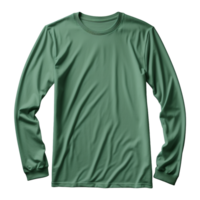 ai généré homme longue manche vert T-shirt isolé sur transparent Contexte png