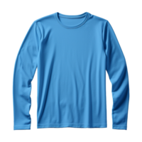 ai generado hombre largo manga azul camiseta aislado en transparente antecedentes png