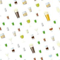 Seamless pattern Background with Alcoholic drinks glasses. Vector illustration in flat style