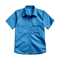 ai gerado homem curto manga azul camisa em transparente fundo png