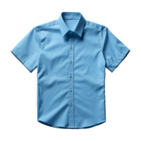 ai generado hombre corto manga azul camisa en transparente antecedentes png