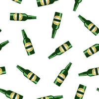 lager bottle beer Seamless Repeat Pattern isolated on background. vector illustration in flat style