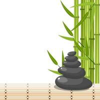 Bamboo and stones - spa background with place for your text. Vector illustration in flat style