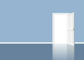 abierto puerta en habitación con el saliente ligero. vector ilustración en plano estilo