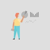 Businessman with graph icon, vector illustration. Flat design style.