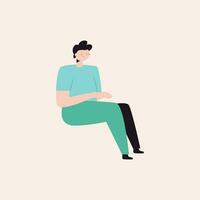 Man sitting on the floor. Vector illustration in a flat style.