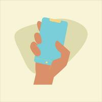 Smartphone in hand. Flat design style. Vector illustration