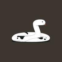 Vector illustration of a white snake on a black background. Isolated.