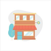 Building icon in flat style. Vector illustration of a modern house.