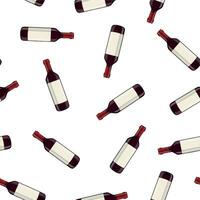 bottle of wine isolated on white background. Seamless Repeat Pattern Background. Vector illustration in flat style For web, info graphics.