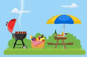 al aire libre picnic en parque vector