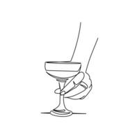 Cocktail drawn in line art style vector