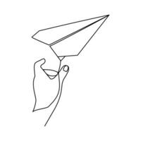 Plane drawn in line art style vector