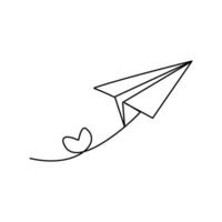 Plane drawn in line art style vector