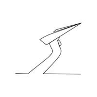 Plane drawn in line art style vector