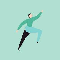Dancing man. Flat vector illustration isolated on light green background.